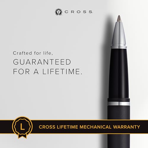 Image of Cross Calais Matte Black Refillable Rollerball Pen - Medium Point, Black Ink, Smooth Writing, Presented in a Luxury Gift Box
