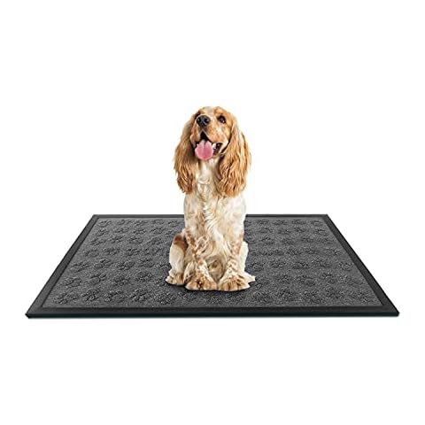 Aucuda Durable Indoor Outdoor Door Mat Large Welcome Mat-Winter Doormat-2x3 Feet,Front Door Mat Rug,Doormats for Entrance Way,Non Slip,Waterproof,Grey Wipe Your Paws Design Cover