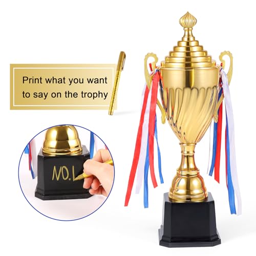 image for Caydo Large Trophy Gold Winner Trophy Cup with Golden Pen for Kids and