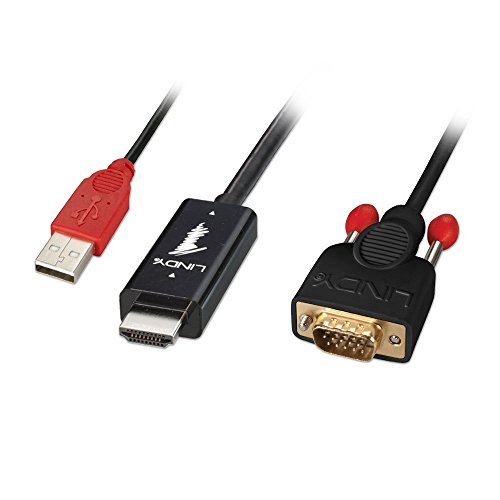 Adaptador HDMI a VGA Lindy 41457 de 3m negro para transmitir vídeo sin cortes