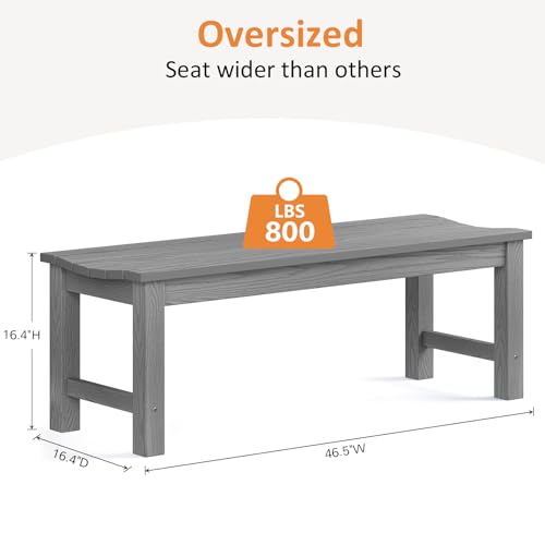 Image of Outdoor Bench, 2-Person Patio Backless Bench Holds up to 800lbs, Weatherproof Garden Bench that Never Rot and Fade, Suit for Backyard, Porch, Patio, Deck and Entryway (Grey)
