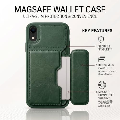 Image of amazon basics Luxury Vegan Leather Back Cover for iPhone XR | Built-in Card Holder Slot | Integrated Mobile Stand | Slim Shockproof Protective Case with Stitched Finish - Blue