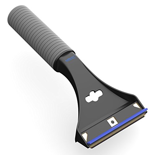 AUPROTEC Grattoir à Glace avec racloir Convexe en Laiton Poignée antidérapante Super-Soft et Raclette de Caoutchouc AX 1 Noir-Bleu