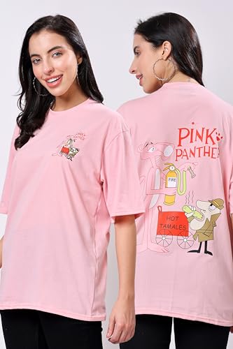 Image of TQH Women's Casual Printed Round Neck, Oversized Longline Drop Shoulder Boho Style T-Shirt