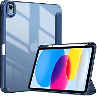 ProCase for iPad 10th Generation Case with Pencil Holder 2022 iPad 10.9 Inch Case, Clear Transparent Back Shell Shockproof Cover for 2022 iPad 10th Gen -Navy
