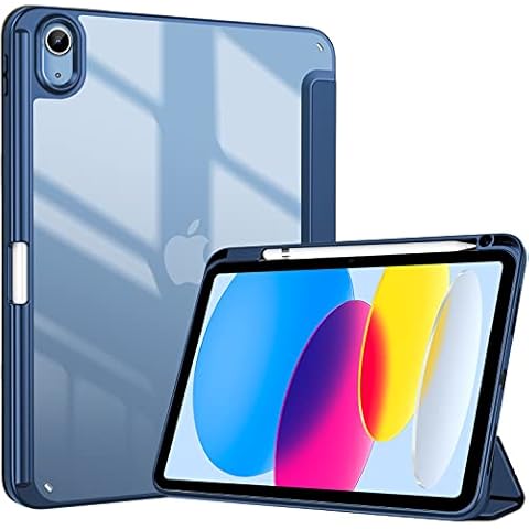ProCase for iPad 10th Generation Case with Pencil Holder 2022 10.9 Inch, Clear Back iPad 10 Case, 10th Gen iPad Case for A2696 A2757 A2777 -Navy Cover