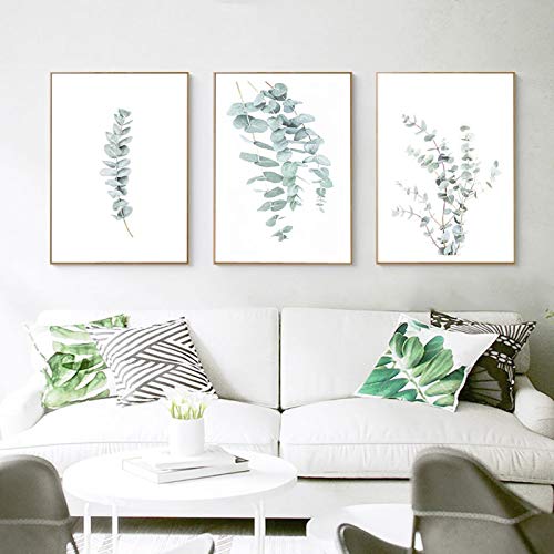Plante toile peinture photographie moderne : décor à la maison eucalyptus scandinave X3
