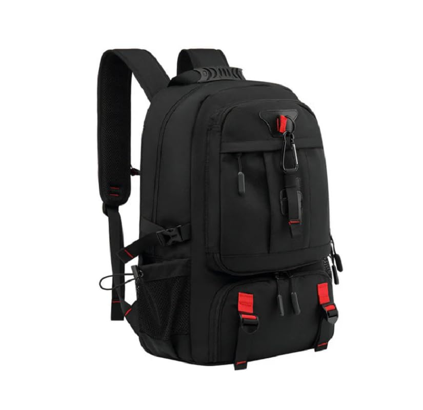 American Professional Travel Backpack, Expandable Multifunctional Large Capacity Outdoor Oxford Backpack for Hiking Camping (Black, 50L)