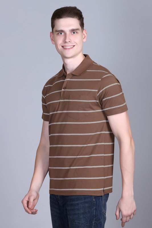 Image of SANE ORIGINALS Half Sleeve Polo T-Shirt for Men with Pocket || Stripe Collar and Pocket T-Shirt for Men Half Sleeves