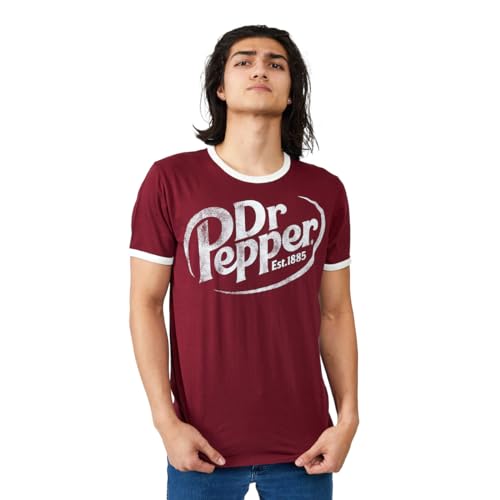 Dr Pepper Logo Crew Neck Short Sleeve Red Men's Ringer Tee3