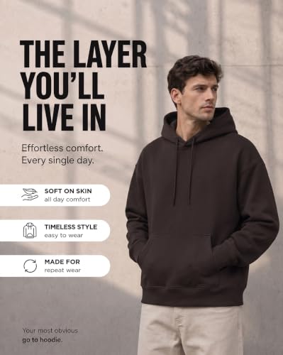 Image of NOBERO Oversized Solid Hooded Sweatshirt for Men | Oversized Hoodie for Men | Hooded Pullover | Cotton Rich Printed Hoodie 280 GSM Fleece