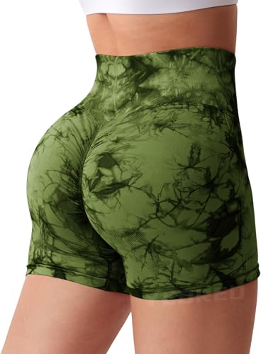 Image of YEOREO Women High Waist Workout Yoga Gym Smile Contour Seamless Cycling Shorts