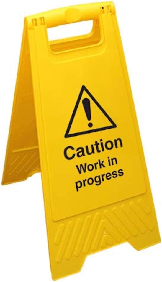V Safety Caution Work in Progress - Yellow Double Sided Floor Sign Safety Sign