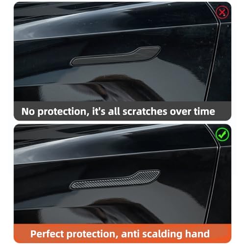 Image of Fit for Tesla Model 3 and Model Y 2017-2024 Door Handle Decoration Cover,for Car Door Handle Sills Protection Wrap Accessories 4Pcs (White)