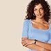 Amazon Essentials Women's Slim-Fit Half Sleeve Square Neck T-Shirt, Blue, Medium