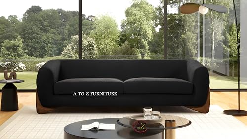 Image of A to Z Furniture Classic Chesterfield Sofa Set Luxury Chesterfield Sofa in for Home Living Room & Office (Black 3+1+1)