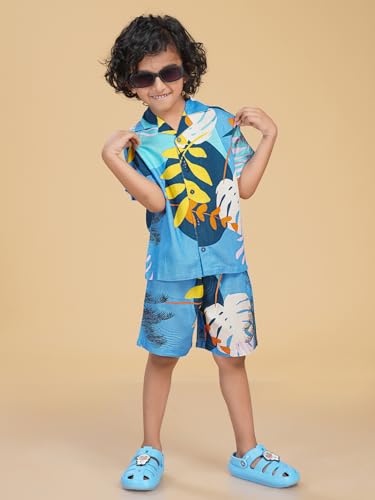 Image of Ninos Dreams Boys Cotton Rayon Coord Set with shorts /Holiday Shirt & Shorts