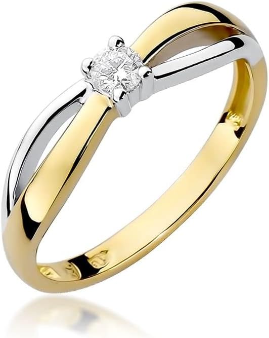 Anillo solitario de compromiso para mujer, oro 585 de 14 qui...