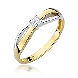 Damen Solitär Versprechen Ring Verlobungsring Antragsring 585 14k Gold Gelbgold natürlicher echt Diamant Brillanten