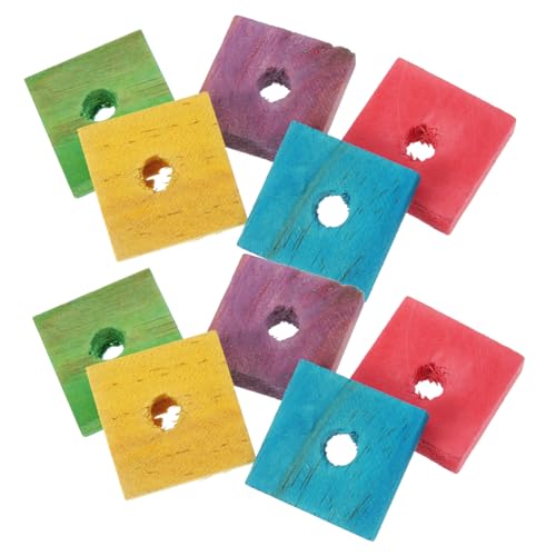 Didiseaon Diy Parrot Toys 50pcs Wood Bite Blocks with Pre-drilled Holes for Cockatiels Parakeets African Grey Macaws Small Bird Play and Chewing (multi-color)