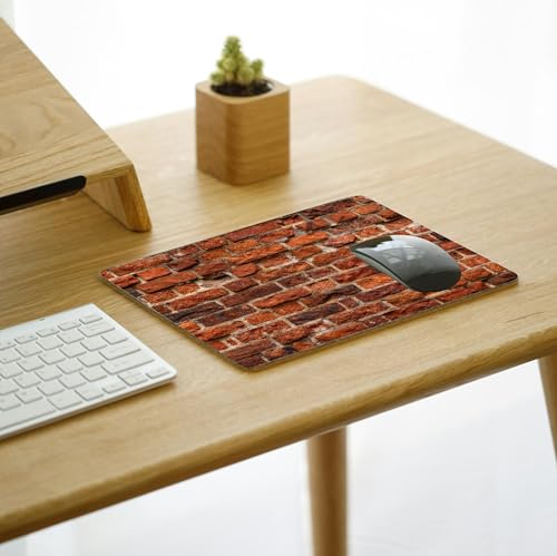 Image of My Print Shop Brick Wall Texture Mouse Pad 9 x 7.5 Inch (23 x 19 cm) | Realistic Rustic Brick Pattern Design | Non-Slip Rubber Base | Smooth Surface | 3mm Thick Mouse Pad for Office, Home & Gaming
