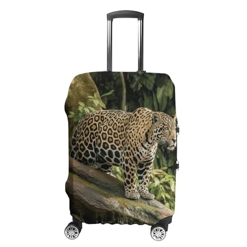 Cat on Tree Trunk Waterfall Printed Luggage Cover Protector, Fits 18-32 Inch Luggage