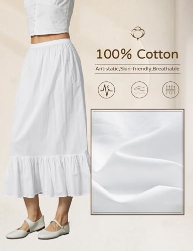 Women 100% Cotton Half Slip Dress for Under Dresses Long Underskirt Non Cling2