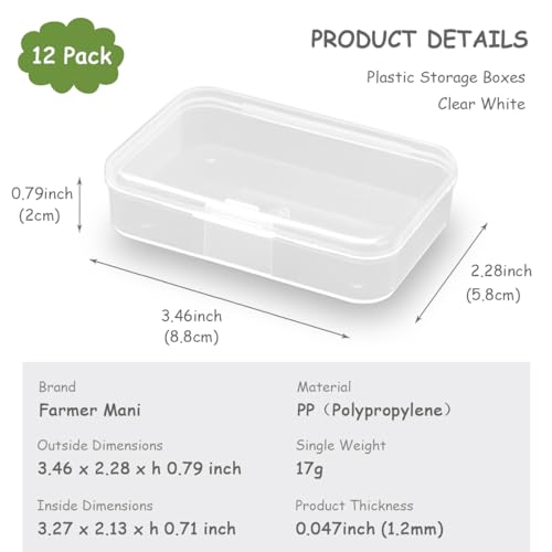 Image of 12Pcs Rectangular Mini Plastic Storage Containers (3.46 x 2.28 x 0.79 inch), Small Plastic Clear Beads Storage Containers Box for Beads, Small Items etc
