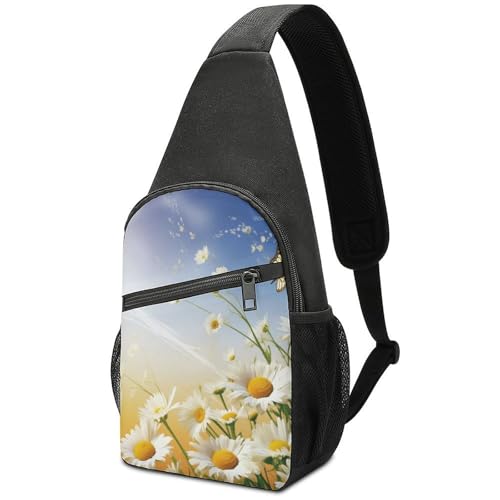 Mochila bandolera Chamomile and Butterflies blanca para adultos miniatura 1