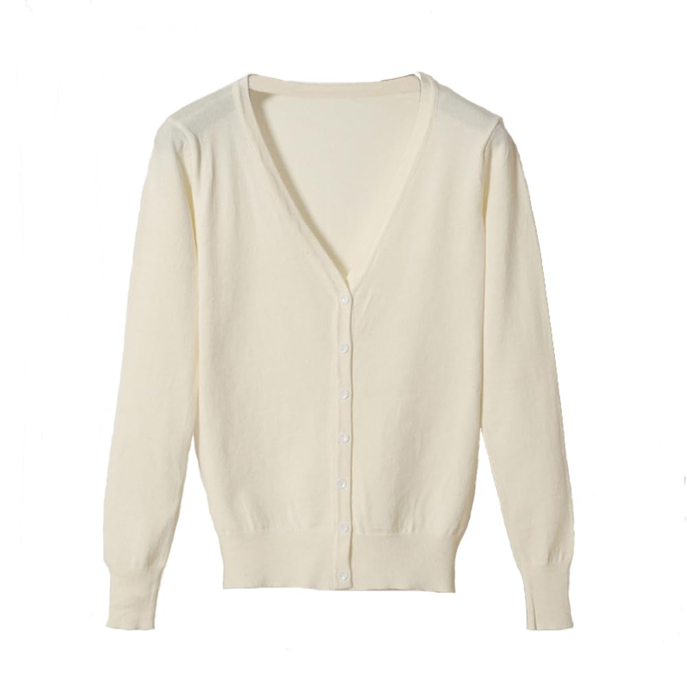 jinghuiyueWomen’s V Neck Cardigan Sweater Open Front Button Down Long Sleeve Classic Knit Cardigans Coat Top