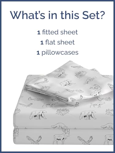 Image of Kids Twin Size Forest Bed Sheets - 3 Piece Kids Forest Sheet Set | Forest Themed Bedding, Ultra-Soft, Cute & Cozy, Breathable & Machine Washable, Kids Bed Set for Boys, Girls, Teens & Toddlers