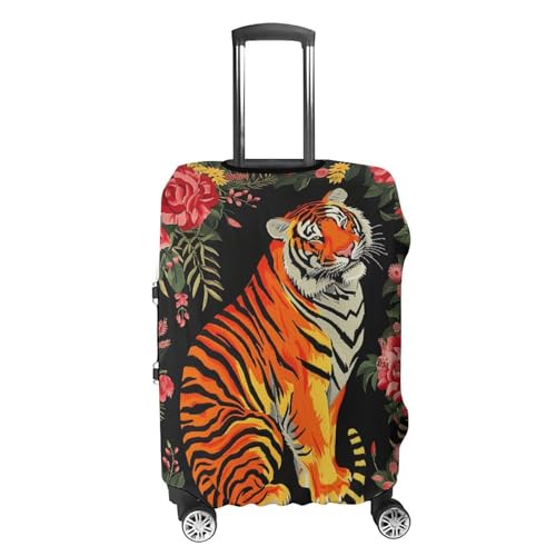 Tiger Floral Travel Suitcase Protector Luggage Cover Protective Washable Anti-scratch Baggage Cover4