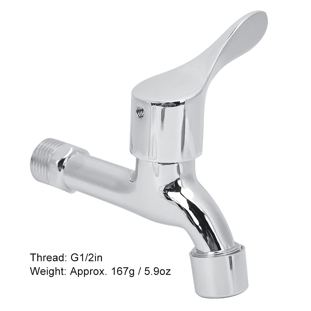 Water Tap G1 2in Zinc Alloy Chrome Plated Single Cold Water Sink Water Tap Bathroom Faucet Lavatory Washbasin — view 5