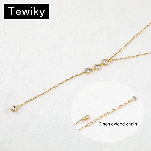 Image of Tewiky Dainty 14k Gold Plated /Silver Cubic Zirconia Necklaces for Women, Simple CZ Jewelry Necklaces Trendy Gifts