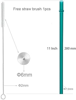 Dakoufish 12 Piece 11 Inch Reusable Plastic Thick Drinking Straws BPA Free Mason Jar Straws Plain Color (11inch,Teal)