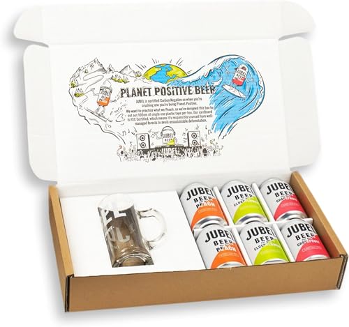 JUBEL Mixed Gift Pack With Branded Glass (6x330ml) | Perfect Beer Gift | Award Winning Gluten Free Beer | Vegan & Low Calorie | Dangerously Refreshing Fruit Beer | Sociable 4% ABV | Proudly B Corp