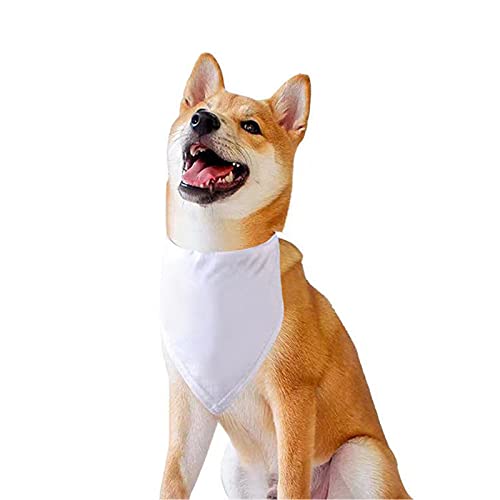 12 Pieces Sublimation Pet Bandanas White Heat Transfer Triangle Dog Scarf Blank Big Washable Diy Polyester Dog Bibs Kerchief Apparel Accessories For Dogs Puppy Cats (White-12Pack) #TOP3