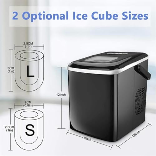 Máquina portátil para hacer hielo sobre encimera AMNOOL, 26 libras/24 horas, con cuchara para hielo, para uso doméstico, eléctrica miniatura 2