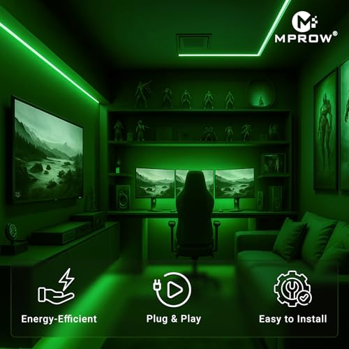Image of MPROW 5 Meter LED Rope Light | 120 LEDs /Meter Waterproof Strip Light | Cove Light for False Ceiling, Diwali, Balcony & Indoor Decoration (Green)