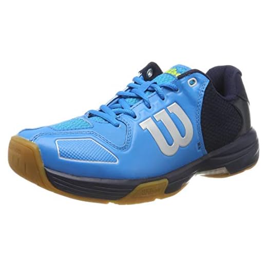 Wilson Unisex Vertex Hallenschuhe Synthetik, Für die Halle, Alle Spielertypen, Blau/Dunkelblau/Hellgrün, Gr. 37 2/3