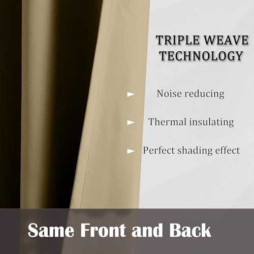 Image of THE LINEN COMPANY Back Tab Black Out Curtains for Bedroom Window | Noise Reducing Thermal Insulated Curtains | Premium Window Drapes Set of 2 Panels for Home - Beige, 6 Feet