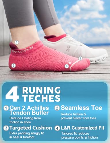 Coolmax Bamboo Viscose Compression Running Tab No Show Sock Women, Moisture Wicking Cushioned AntiBlister breathable4