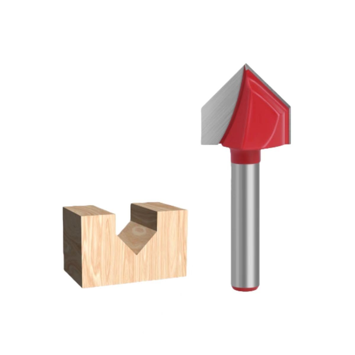 6-Flute 90ยฐ V-Groove Router Bit, Tungsten Carbide Tipped, 1/4" Shank, for Aluminium Plastic Sheet & Trimming
