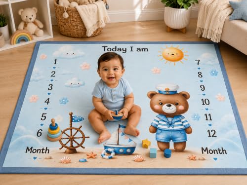 Image of NEW COMERS Milestone Baby Blanket for All Season Play Mat, Super Soft Foam | 3 Layer Thick Mat Blankets for Kids /New Born Monthly Photoshoot