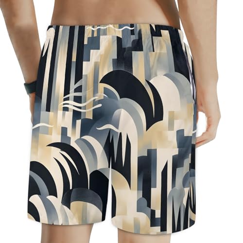 Men's Swim Trunks Size S Abstract Figure with Mesh Lining Soft Breathable Quick Dry Beach Shorts Dark Gray2