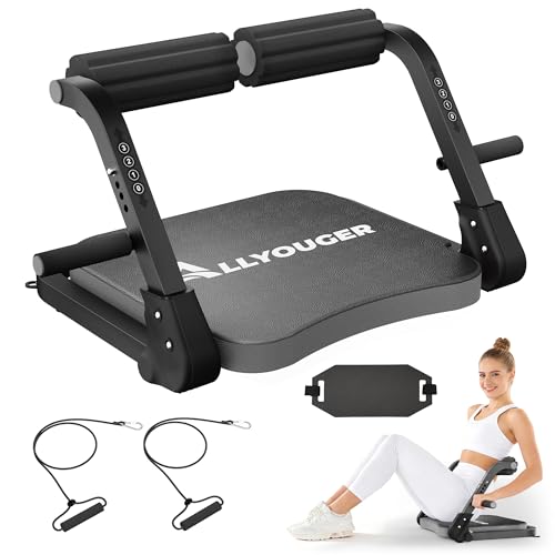 Image of Ab Machine,Sit Up Exercise Equipment& Core Machine,Adjustable Ab Trainer with 3 Resistance Levels and Removable Auxiliary Handle,perfect for home workouts and those looking to lose weight