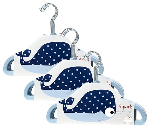 Image of 3 Sprouts Baby Hangers – Velvet Closet Clothes Organizers for Nursery, 30 Pack