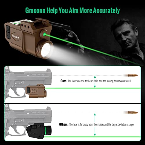 Gmconn Gun Light Laser Sight Weapon Pistol Flashlight 650 Lumen With Green Laser Sight Combo, Built In Usb Rechargeable Battery (Desert Tan) #TOP2
