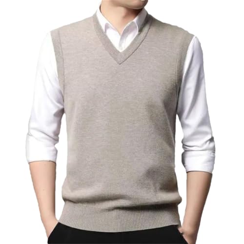 Vsadsau Men Casual Sleeveless Sweaters V-Neck Solid Loose Vest Thicken Pullovers Knitd Tank Tops2