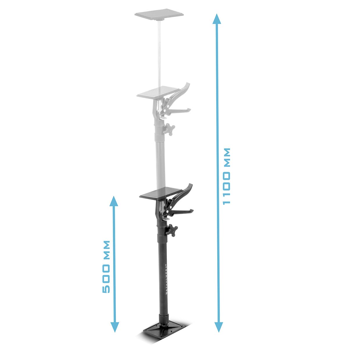 STAHLWERK Teleskop-Stützstange 4er Set 50-110 cm mit 43 kg Tragkraft Montagestütze | Baustütze | Teleskopstütze | Türspanner | Deckenstütze | Spannstütze | Einhandstütze | Schnellspannstütze